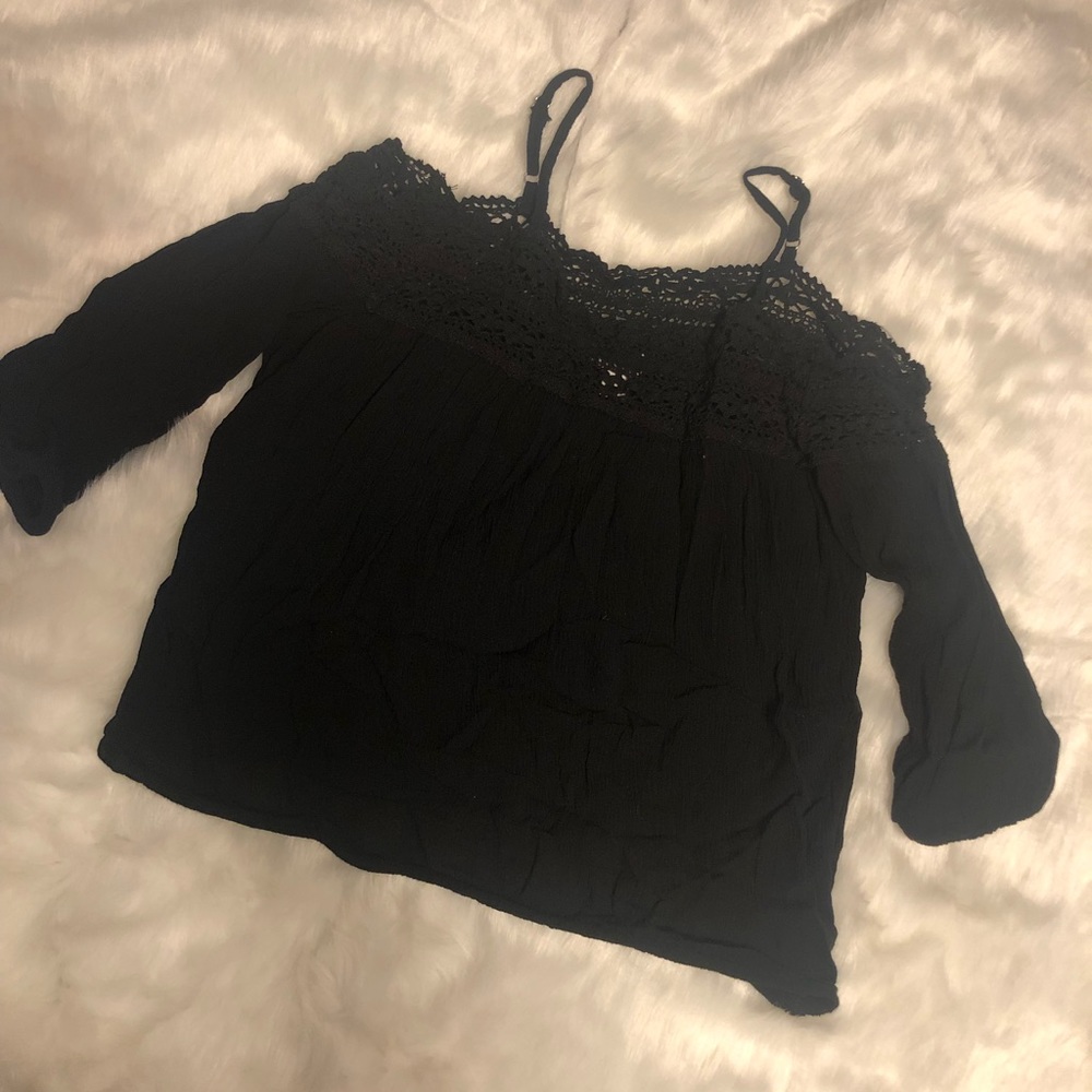 Black off shoulder lace top